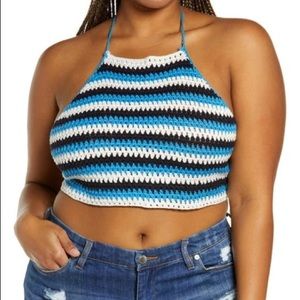 NWT Nordstrom BP Crochet Plus Size 3X Retro-Inspired Y2K Striped Halter Top